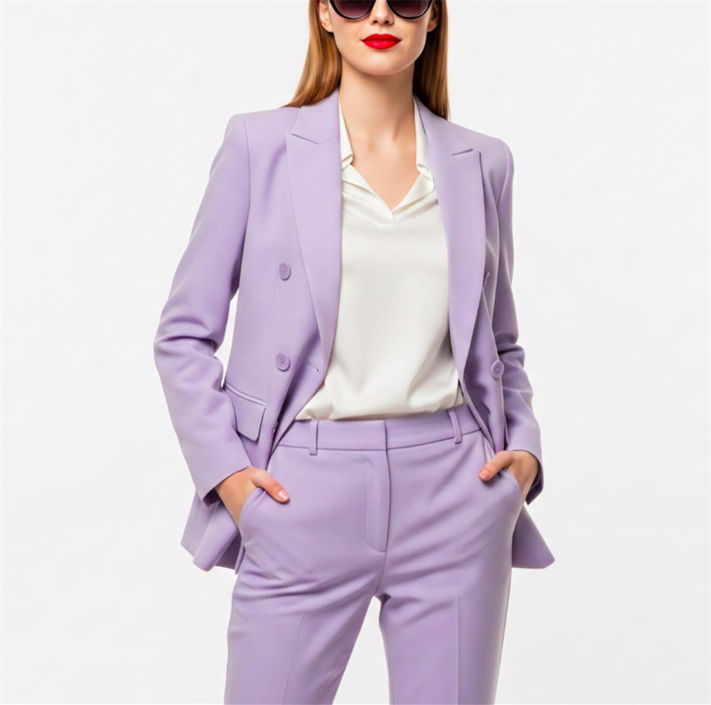 Double Breasted Blazer - Trajes Modernos para Mujer, 2 Piezas,