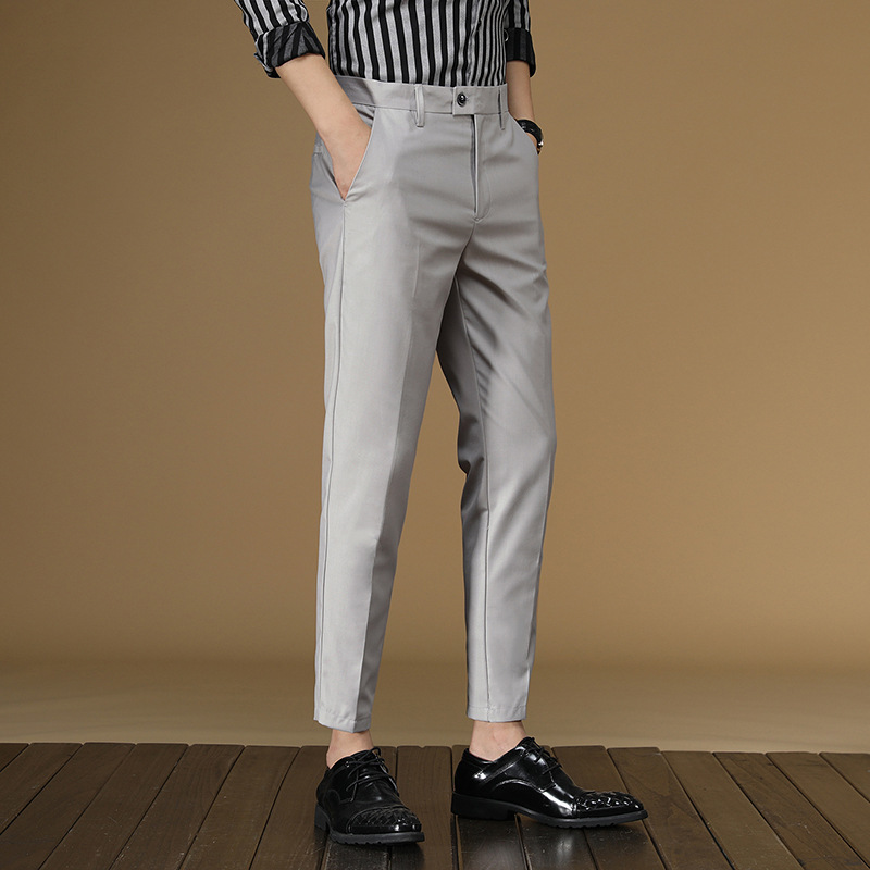 Khaki Formal Wear Men - Pantalones de traje de verano para