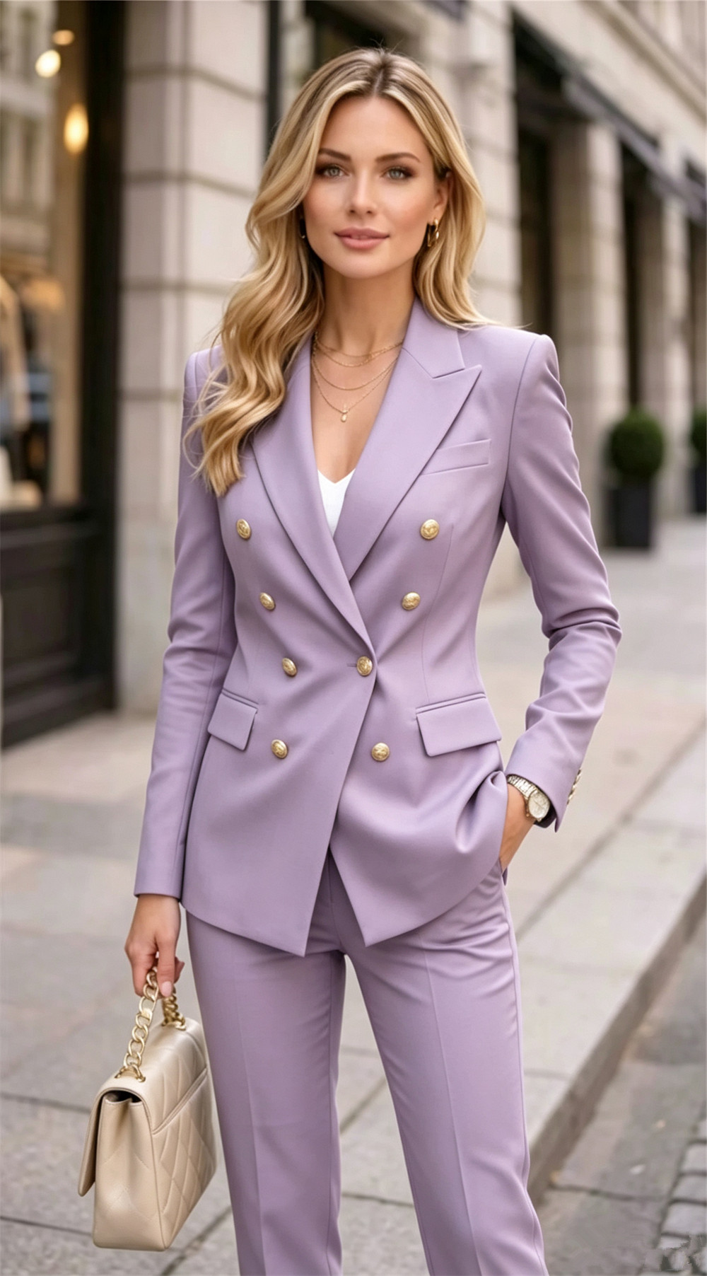 Double Breasted Blazer - Traje de 2 Piezas para Mujer