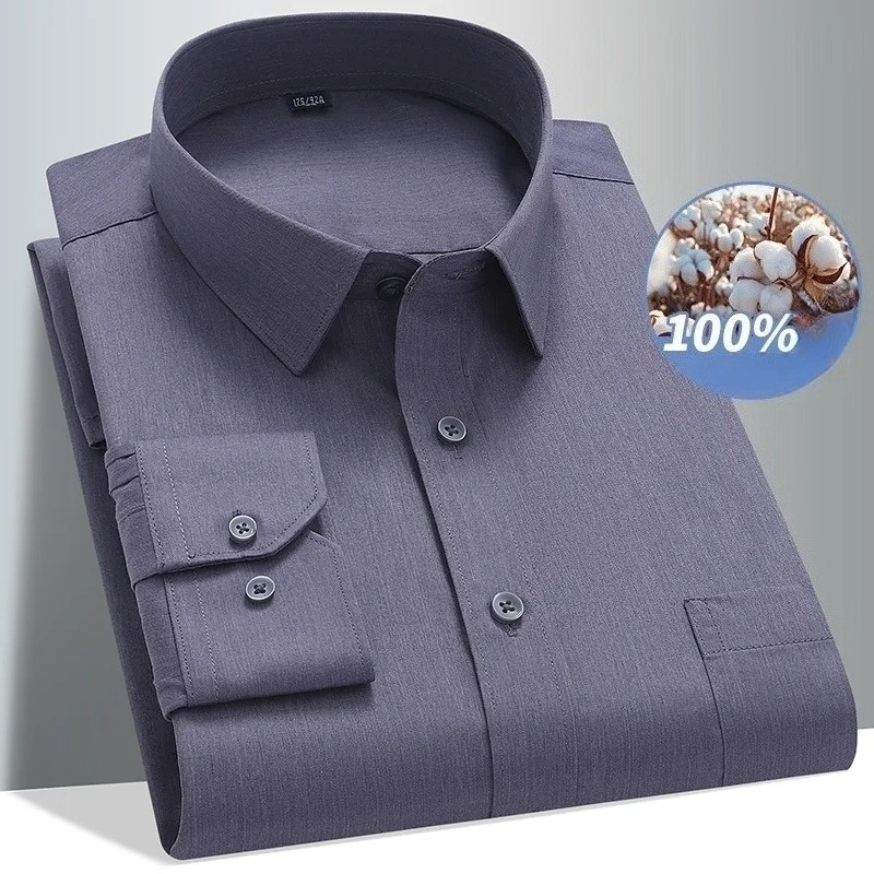 Men Formal Wear Black And White - Camisa de manga larga de algodón