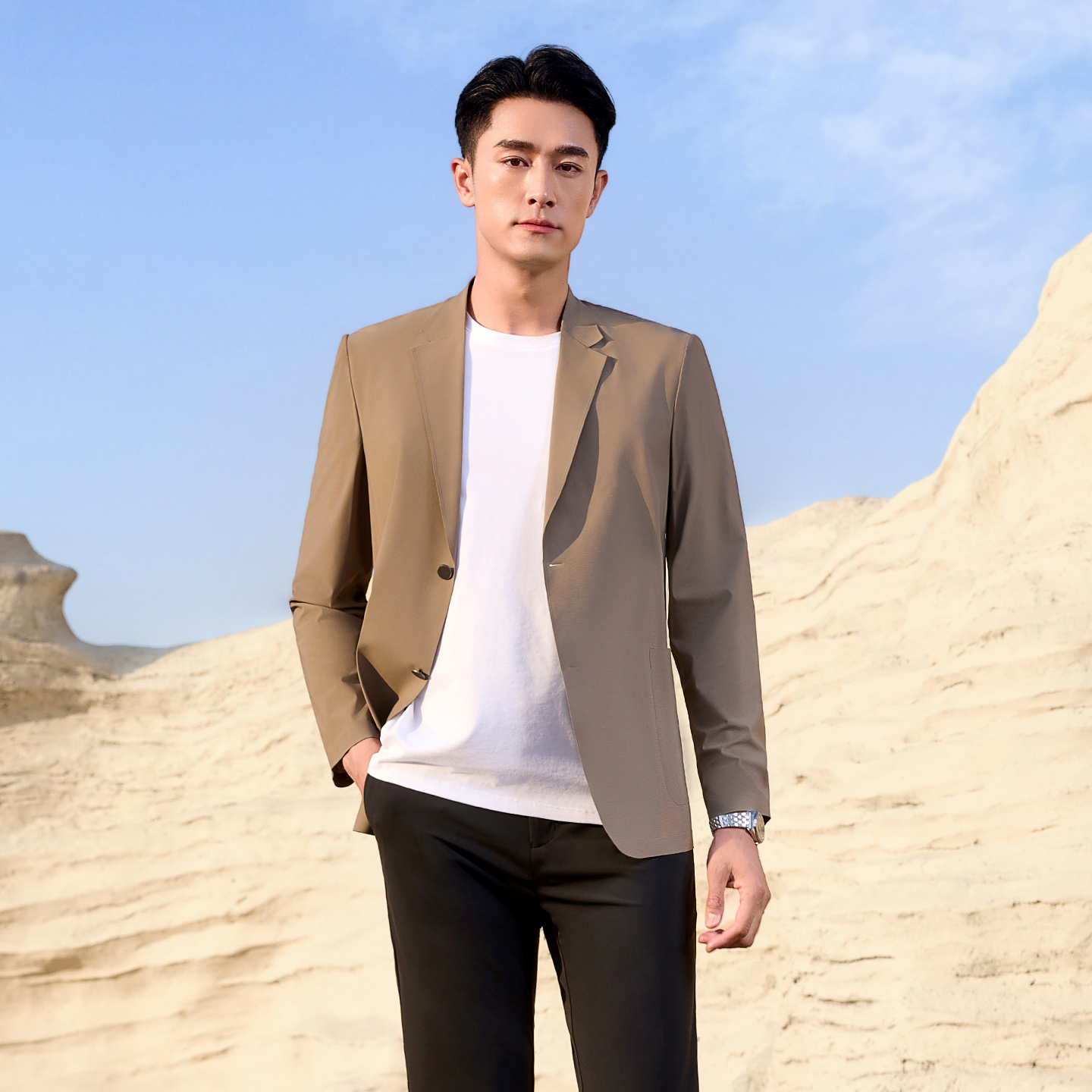 Khaki Formal Wear Men - Chaqueta de Traje Informal Color Caqui