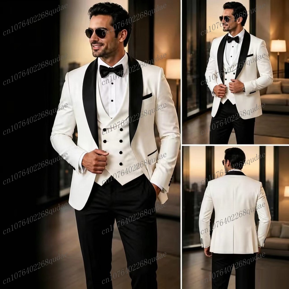 Men Formal Wear Black And White - Traje formal blanco y negro para