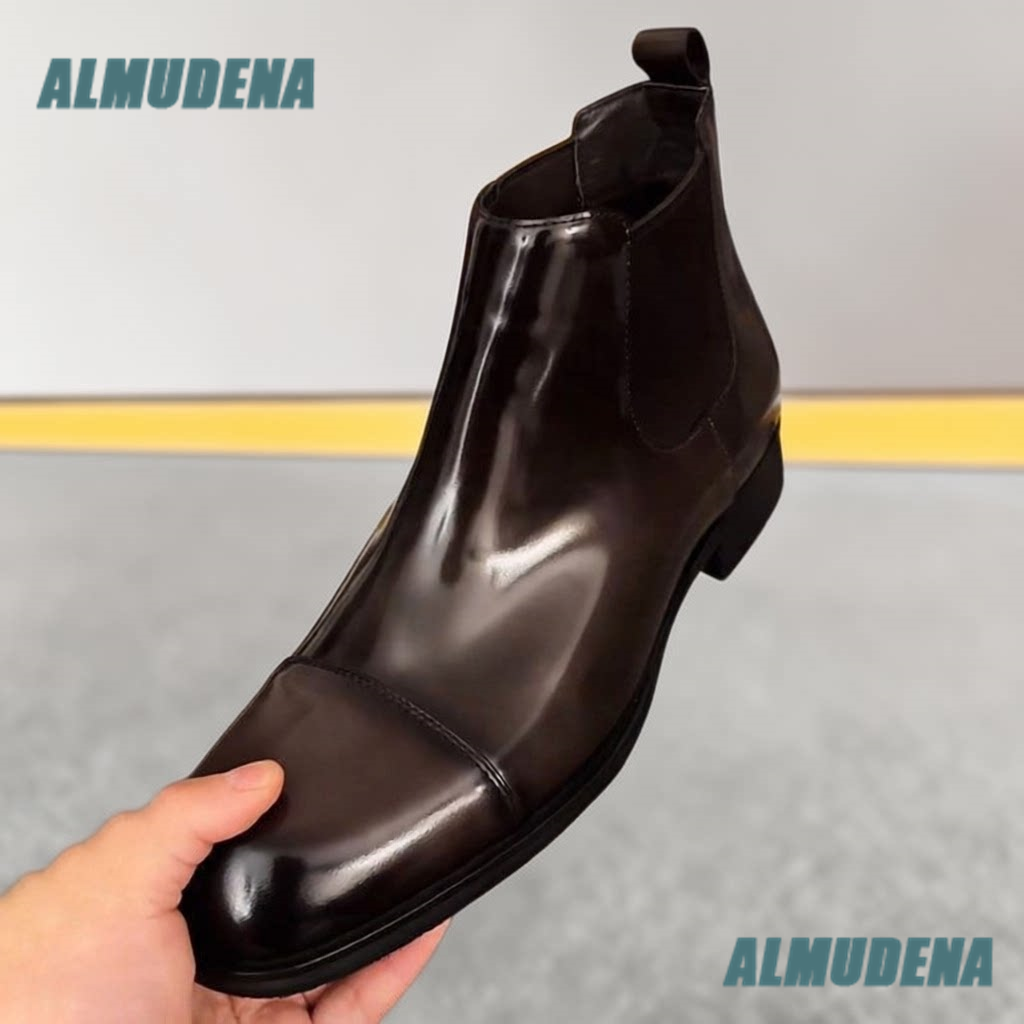 Men'S Formal Style - Botas Chelsea de cuero pulido marrón