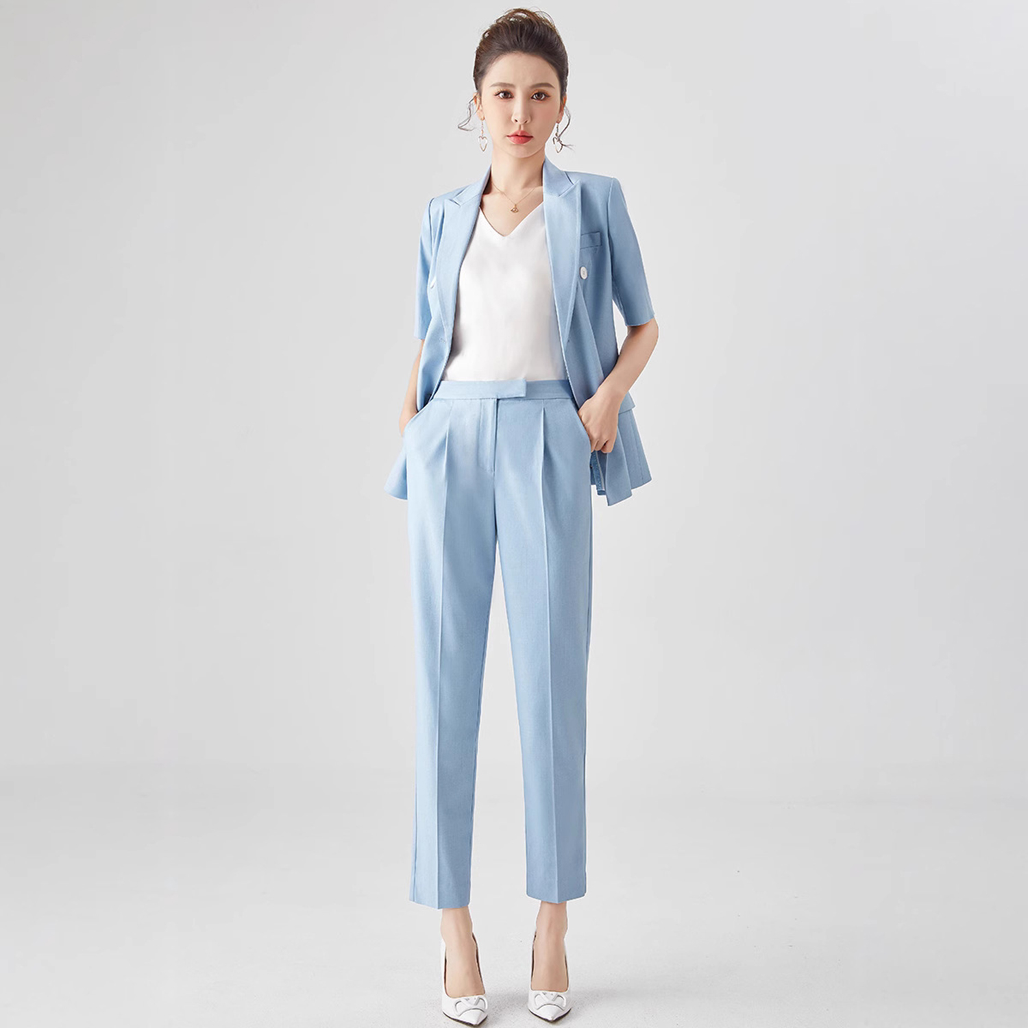 Double Breasted Blazer - Traje de Mujer Allingentle, Corte Entallado,