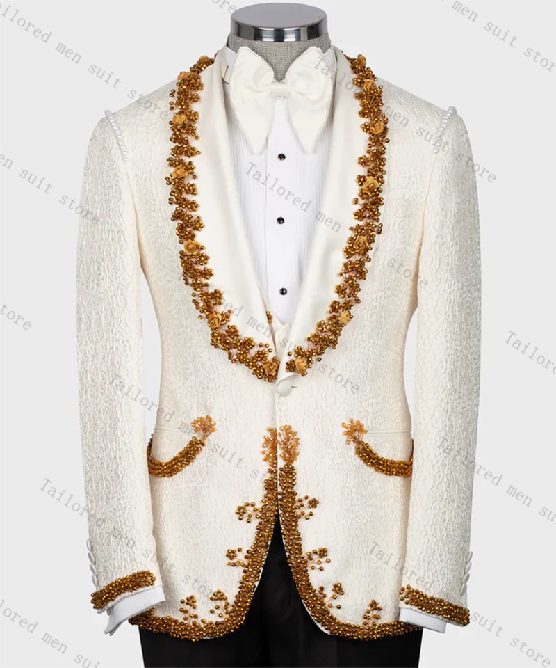 Men Formal Wear Black And White - Trajes de novio para hombre, conjunto