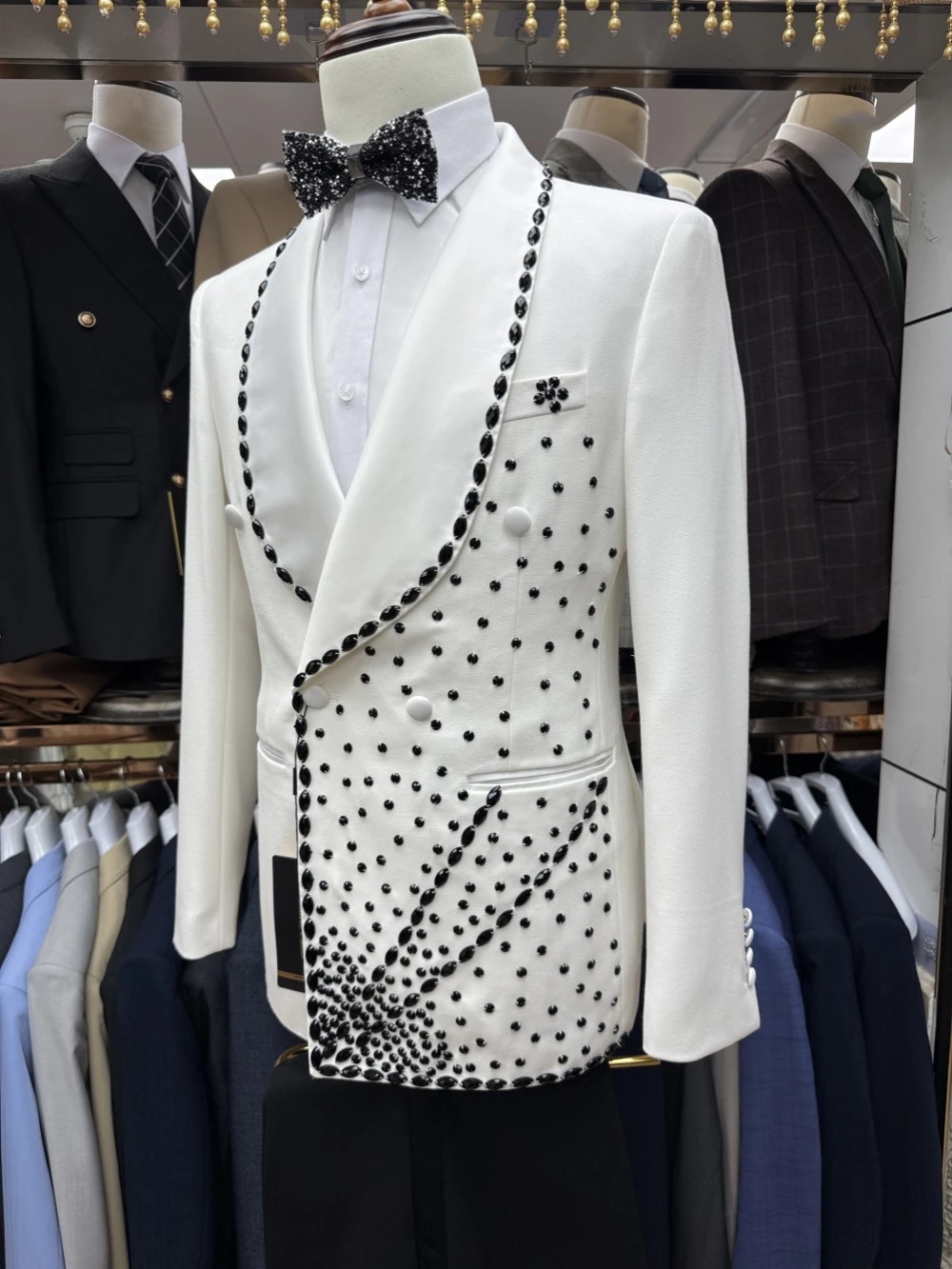 Conjunto de traje de novio bla - Men Formal Wear Black And White reseña y precio