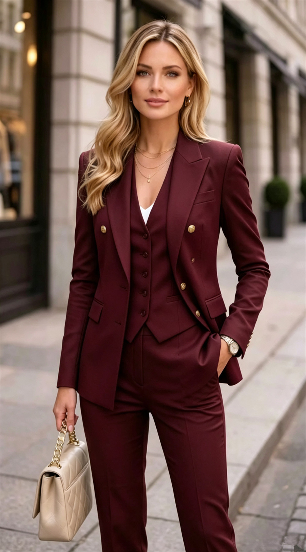 Traje de 2 Piezas para Mujer L - Double Breasted Blazer reseña y precio