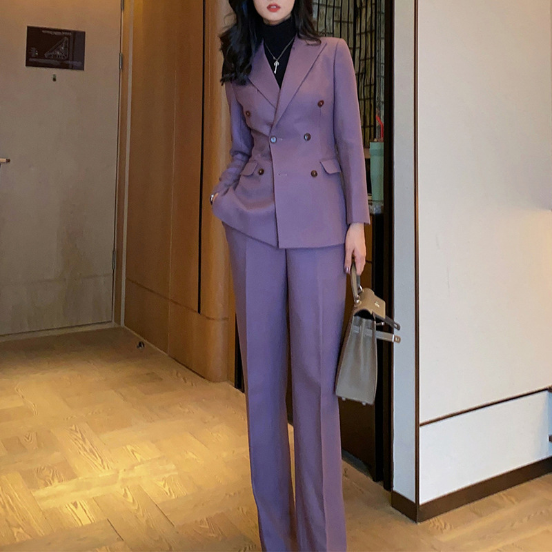 Traje de Pantalón Morado para  - Double Breasted Blazer reseña y precio