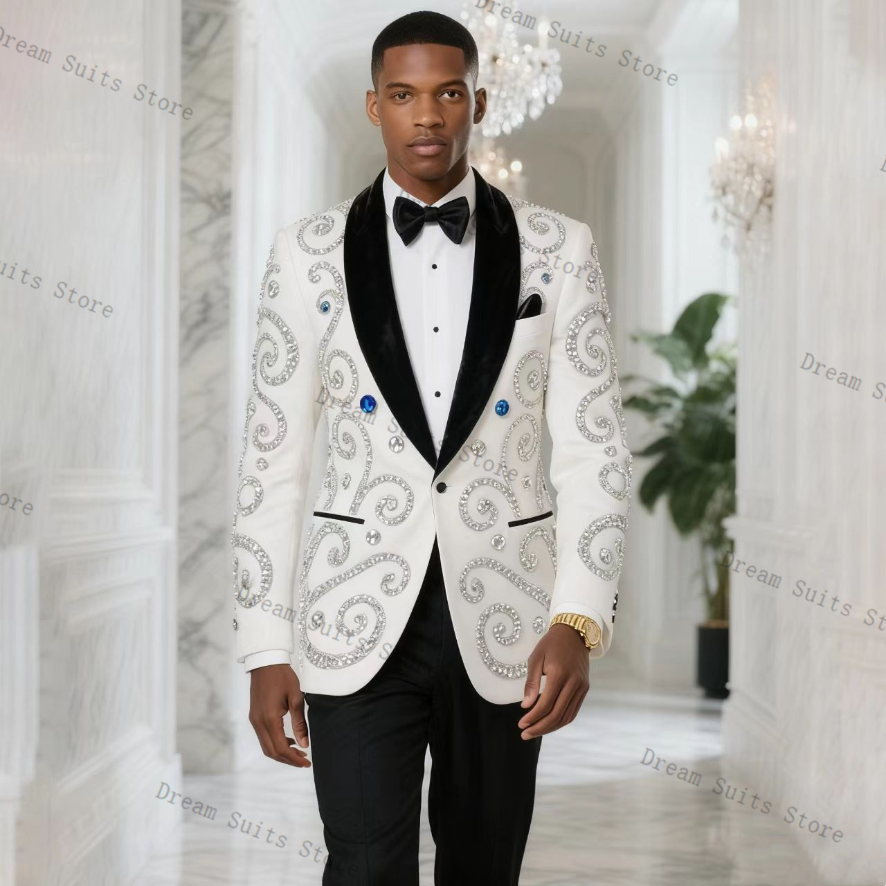 Traje Blanco para Hombre de 2  - Men Formal Wear Black And White reseña y precio