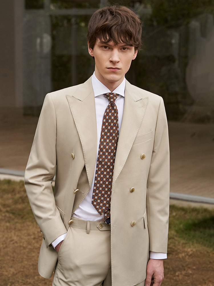 Conjunto de trajes de lana 30% - Khaki Formal Wear Men reseña y precio